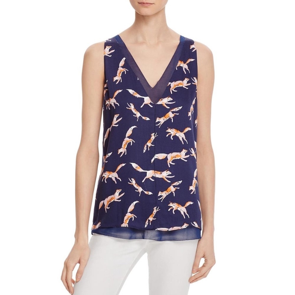 Cooper & Ella Harper Tank Blouse Blue Fox Print S